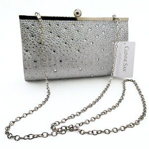 Gunne Sax Silver Beaded Clutch Crossbody Bag NWT